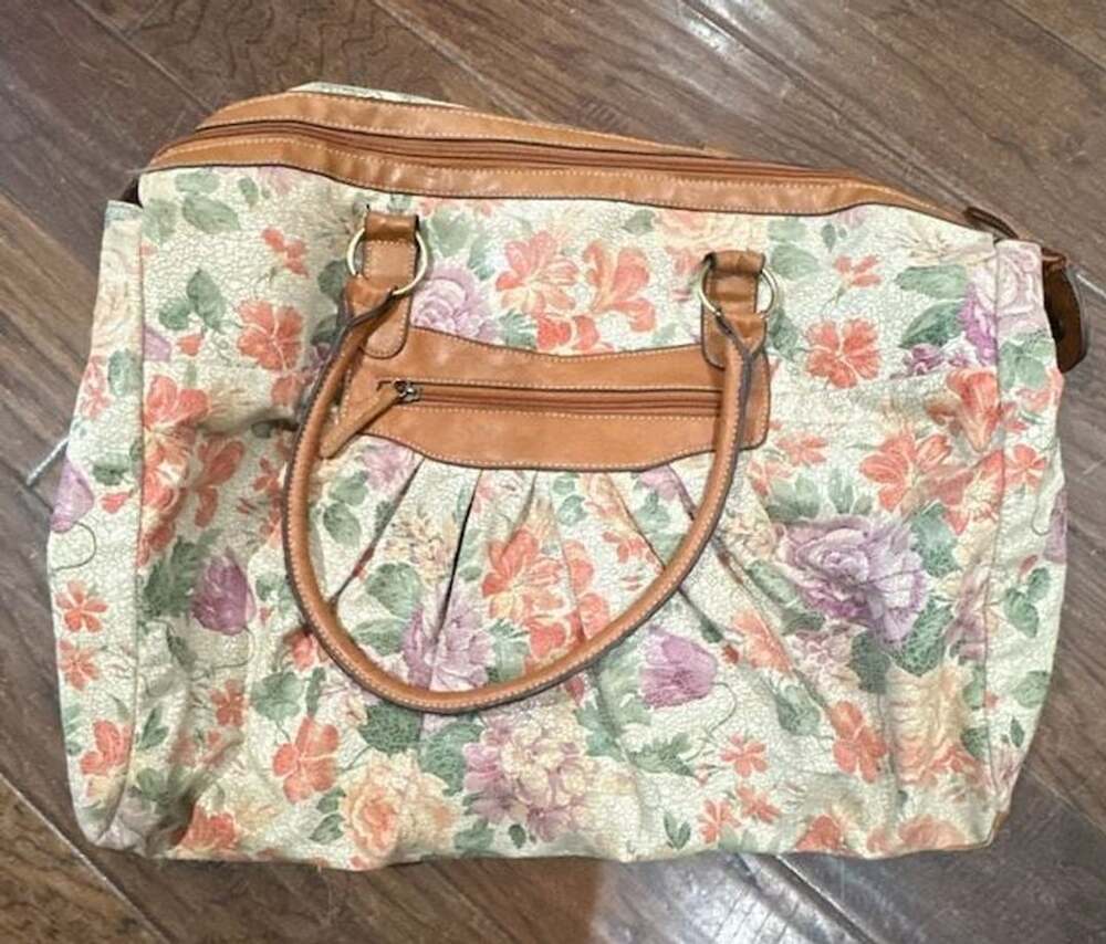 Bueno Vintage Floral Print Rouched Duffle Travel Bag